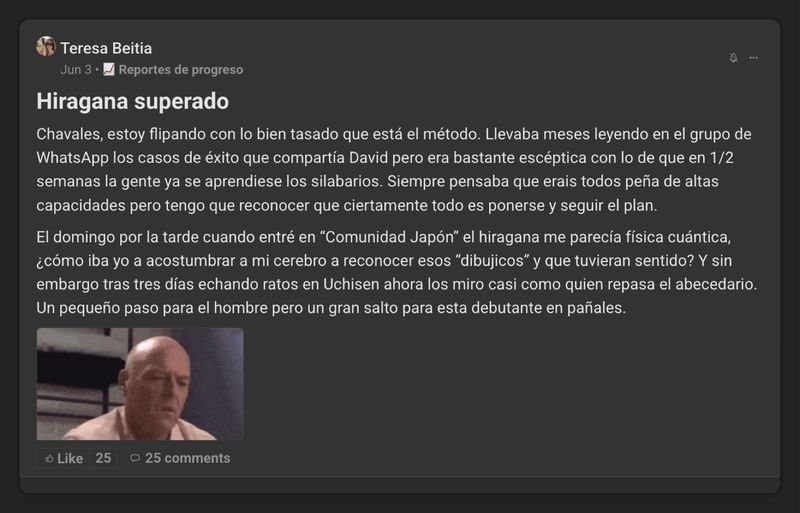 Captura del testimonio de Teresa Beitia en Skool