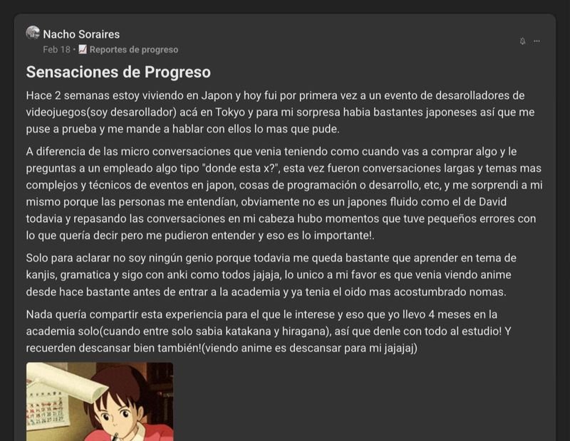 Captura del testimonio de Nacho Soraires en Skool