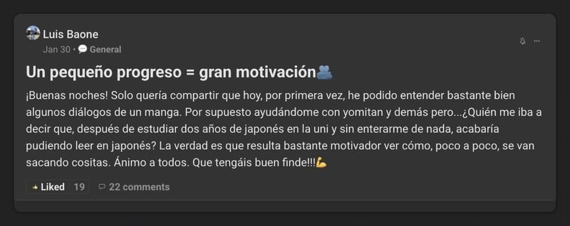 Captura del testimonio de Luis Baone en Skool