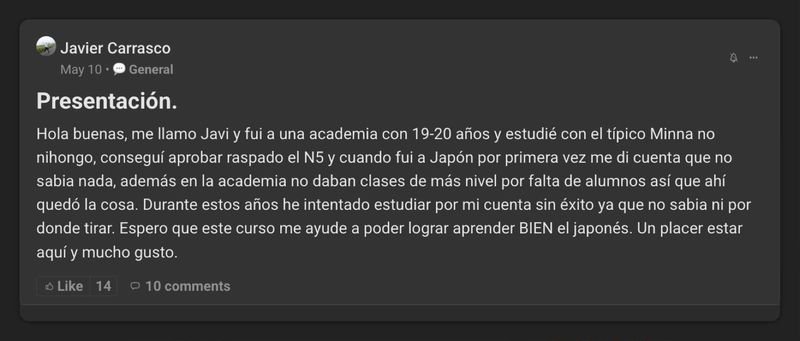 Captura del testimonio de Javier Carrasco en Skool