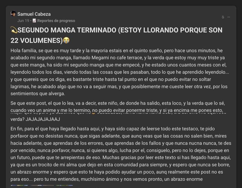 Captura del testimonio de Samuel Cabeza en Skool