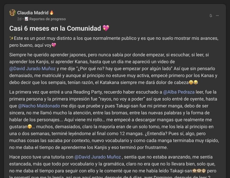 Captura del testimonio de Claudia Madrid en Skool