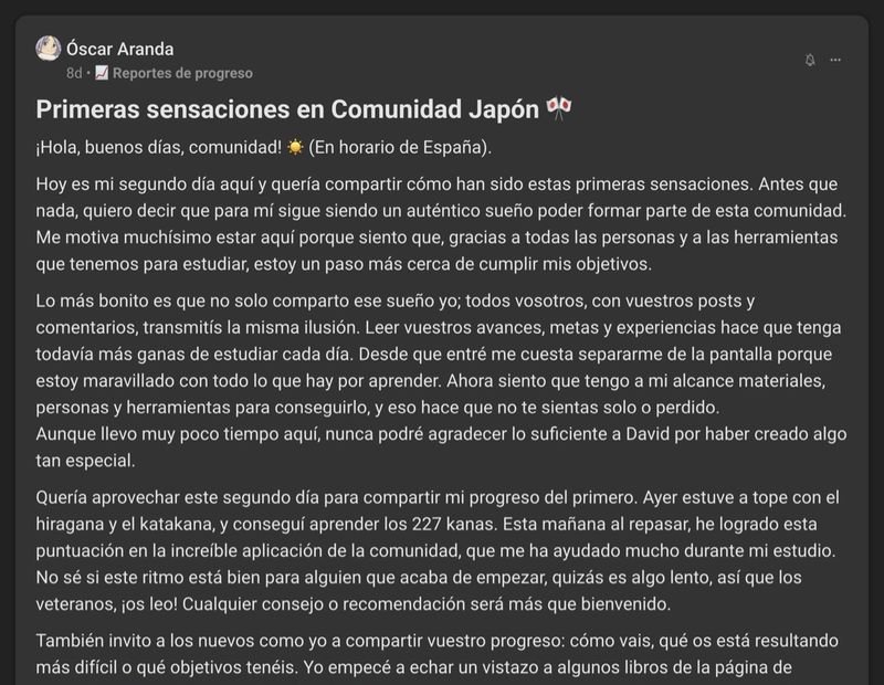 Captura del testimonio de Óscar Aranda en Skool