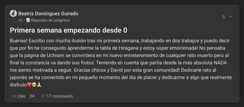 Captura del testimonio de Beatriz Domínguez en Skool